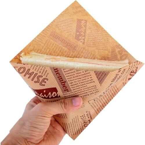 100Pcs/Lot Oilproof Paper Packing Kraft Sandwich Fries Bread Donut Snack Handbag Paper Baking Wedding Decoration Bag Accessories