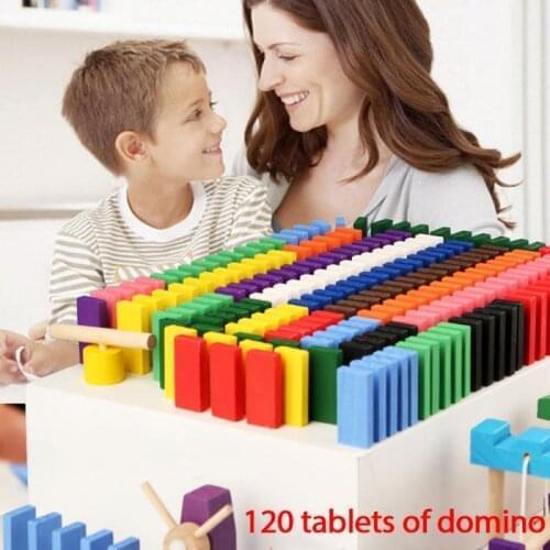 12 Colors 120 Pieces Dominoes Adult Large Childrens Early Education Wooden Educational Toys Building & Construction Toys