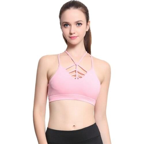 2018 Women Sexy V Neck Backless Top Push Up Quick Dry Breathable Elastic Yoga Bra Running Gym Exercise Removable Pad Sports Bra