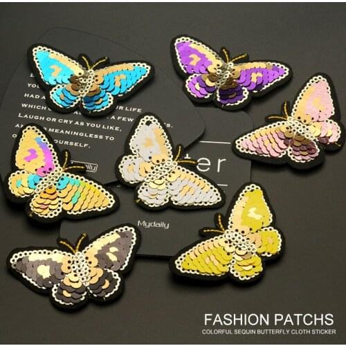 3PCS Small Decor Sequins Embroidered Butterfly Clothes Patch for Clothing Sewing Appliques for Clothing