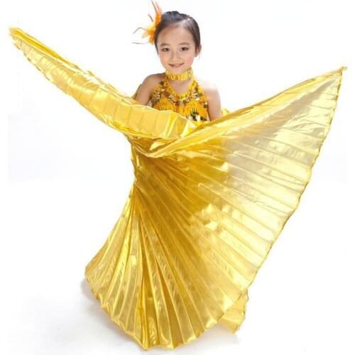 3 colors Professional Girl handmade belly dance wings baby angel wings for children Isis gold silver (without sticks) dance wing