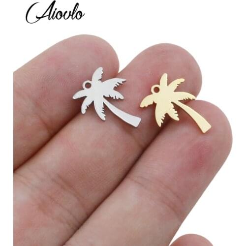 5pcs/lot 14x17mm Pendant Palm Tree Tree Stainless Steel Coconut Palms Charm Pendants for Jewelry Making Coconut Tree Pendants