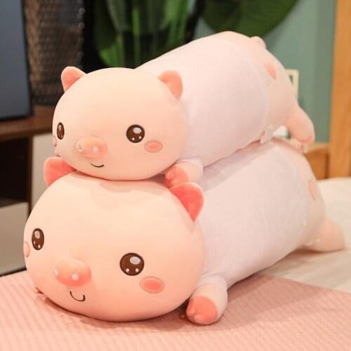 50/60/80cm Lovely Lying Pig Plush Toy Stuffed Doll Soft Piggy Animals Plush Pillow Kids Children Toys Comforting Pillow Gift 50