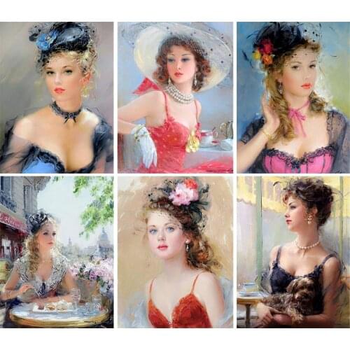 5D DIY Diamond Painting Portrait Beauty Cross Stitch Kit Full Square/Round Diamond Embroidery Mosaic Art Home Decoration Picture