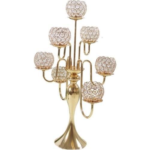 6 pcs/Lot Table Candle Holders Plating Metal Candlestick Geometric Round Romantic Candle Holders For Wedding Dinner Decor ZZT026