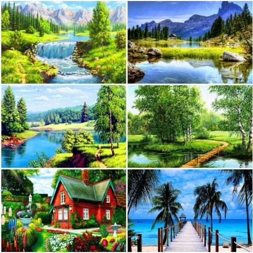 Diamond Painting Round New Arrival Scenery Diamond Mosaic Sale Scenic Diamond Embroidery Nature Rhinestones Pictures