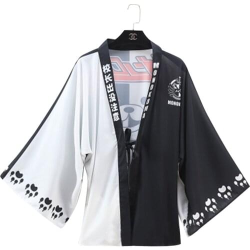 Anime Danganronpa Monokuma Cosplay Japanese Kimono Cardigan Haori Yukata Cosplay Women/Men Casual Streetwear Coat