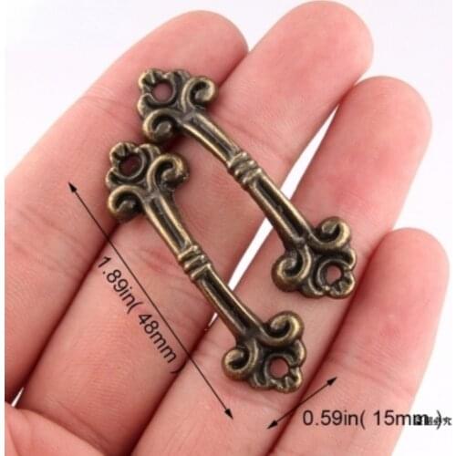 2Pcs Antique Handle,Jewelry Box ,Drawer Handle,Wood Box Handle,Mini Handle,Gift Box Accessories,Bronze Tone