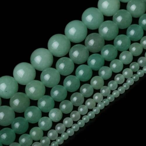 Free Shipping Natural Stone Green Aventurine Round Loose Beads 15" Strand 4 6 8 10 12 14MM Pick Size For charm Jewelry Making