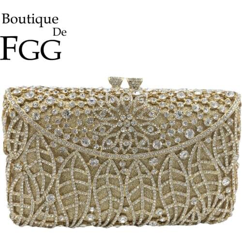 Boutique De FGG Bling Crystal Clutch Bags Flower Evening Bags and Clutches for Women Formal Wedding Party Rhinestone Handbags