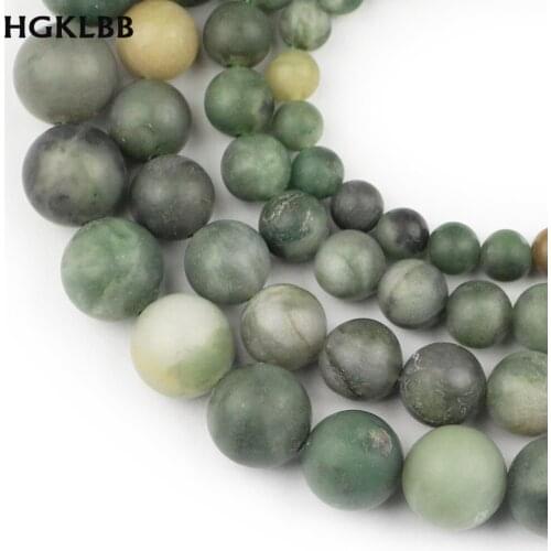 HGKLBB Natural Stone matte African green Loose spacer Beads For Jewelry Making necklace bracelet DIY accessories 6/8/10/12mm