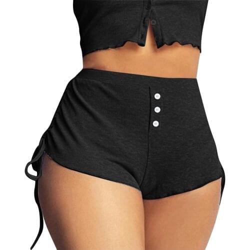 Black White Sexy High Waist Ribber Shorts Women Fashion Summer Beach booty shorts Casual Solid Side Drawstring Short Femme Été