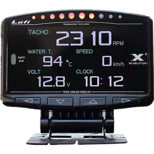 OBD2 Lufi X1 Gauge Digital Multi Meter Gauge Turbo Boost Water Oil Temperature Pressure Volt Speed RPM Fuel Press