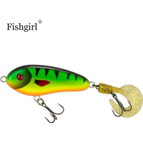 Hot Pesca Jerk Bait Fishgirl Brand Peche Isca Artificial Bait Pike Fishing Lure 70mm 29g Slow Sinking Jerkbait Soft Tail Lures