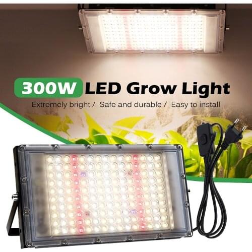 300W Full Spectrum Sunlight LED Growing Flood Lights 220V 50W 100W Flowers Seedlings Plant Growth Phyto Lamp EU US Switch Plug
