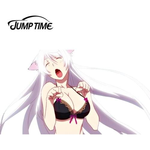 JumpTime 13cm x 7.3cm Monogatari Anime Pretty Cute Girls Black Hanekawa Decals Car Rally Sticker Waterproof 3D Car Decal