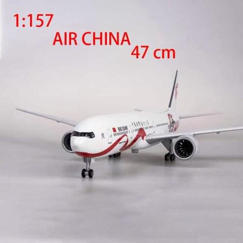 Diecast Airplane Model 47CM AIR CHINA B777-300 Toys Boys Aviation Plane Adult Collection Statc Display LED Sound Control Light