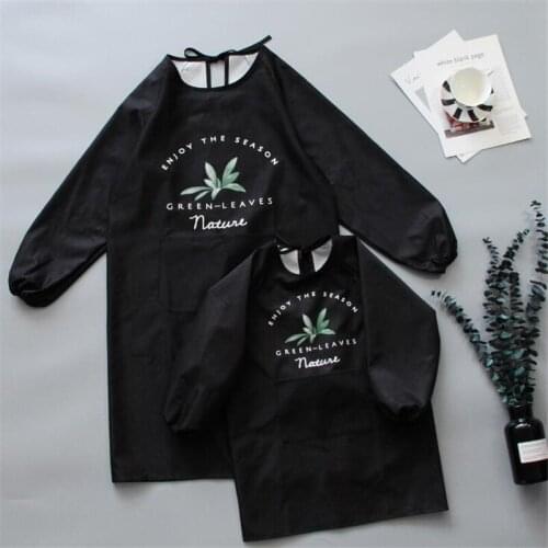 Fashion Simple Flower Apron Home Parents Sleeve Waterproof Breathable Work Apron Adult Kid Sleeve Aprom