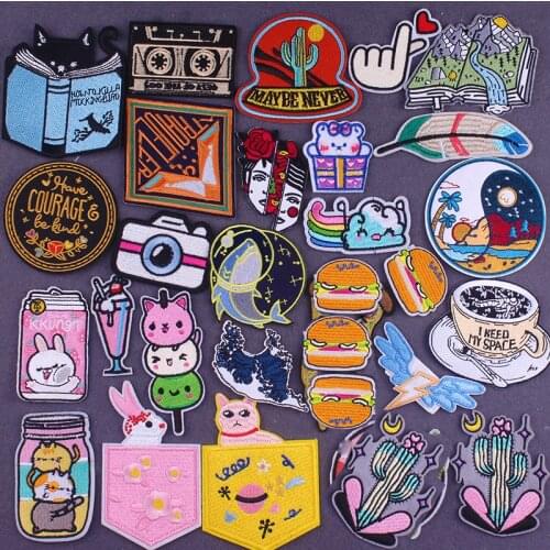 Camping Cartoon Patch Embroidery Patch Sewing Iron on Clothing Accessories Applique Clothing For Patches Animal Rabbit Patch