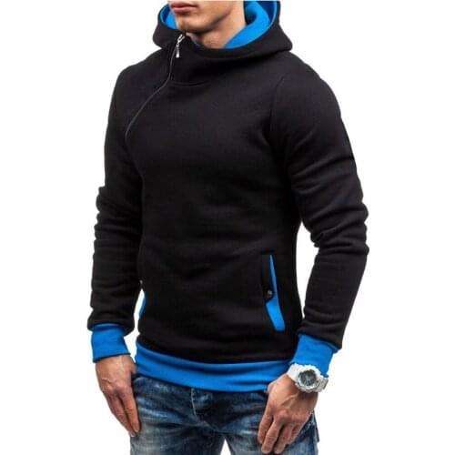 Mens Diagonal Zipper Hoodie Fall/winter New Pullover Harajuku Hoodie Streetwear Vintage Hoodie Men Lounge Wear