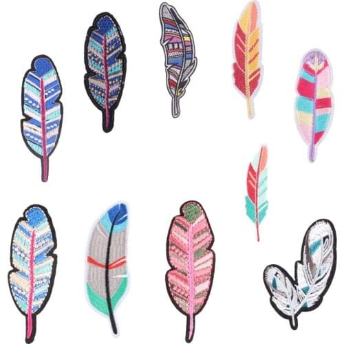 Bird Embroidered Patches on Heat Transfer Appliques Patch Clothes DIY Feather Badges Stickers for Backpack Printed Stripe Decal