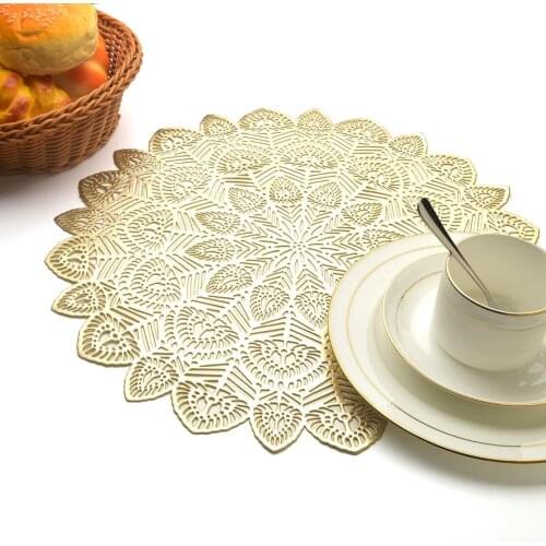Solid Color Hollow Leaf Design Kitchen Placemat Bowl Mat Cup Coaster Table Decor Placemat Dining Table Mat Hollow Leaf Design