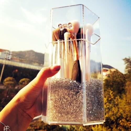 Plastic Makeup Brush Holder Dustproof Storage Box Makeup Organizer Rangement Maquillage Pencil Holder Lipstick Organizer Case