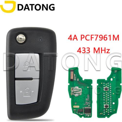Datong Wolrd Car Remote Control Key For Nissan X-Trail 4A PCF7961M Chip 433MHz Replace Auto Smart Flip Key With Uncut Blade