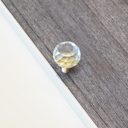 Crystal Brass Furniture Handle for Drawers/Door/Cupboard, Nordic Style, Knob Cabinet Crystal, Single Hole