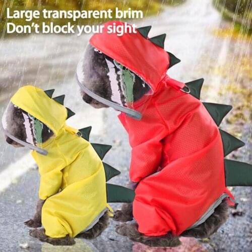 Pet Cat Dog Raincoat Reflective Puppy Waterproof Rain Coat Jacket Creative Dinosaur Design Dog Rain Out Clothes Pet Clothing