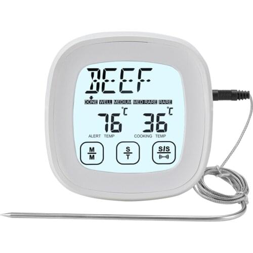 Precise Touchscreen Kitchen Cooking Food Barbecue Probe Grill BBQ Timer Backlight Digital Thermometers