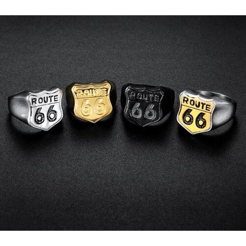 Vintage Mens Ring US ROUTE 66 Rings Motor Biker Stainless Steel Cocktail Tail Finger Men Male Fashion Cool Jewelry