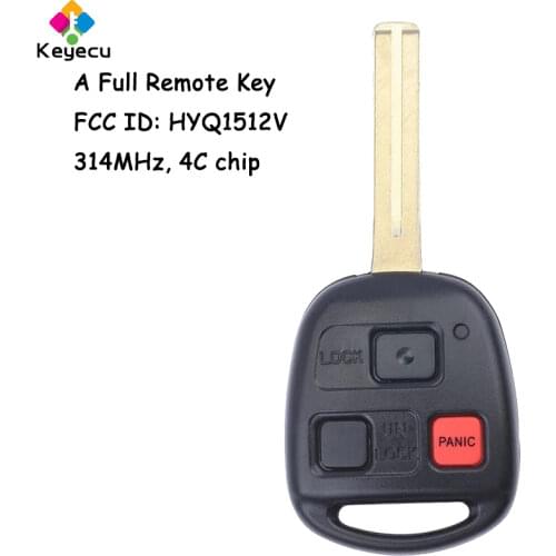KEYECU Replacement Remote Control Car Key With 2 1/ 3 Buttons & 312MHz & 4C Chip - FOB for Lexus RX300 1999-2003 FCC: N14TMTX-1