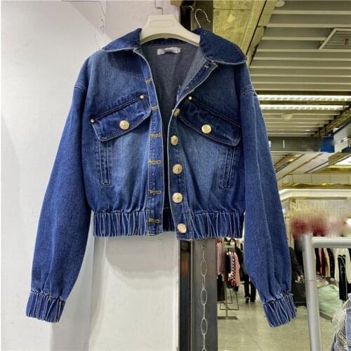 Casual Button Short Jacket For Women Lapel Long Sleeve Solid Vintage Coat Female Fashion New Clothes Tide 2021 Fall Outerwear