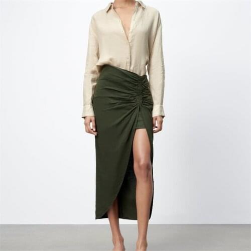 MESTTRAF Women 2021 Fashion Solid Color Lapel Loose Blouses Vintage Long Sleeve Button-up Female Shirts Streetwear