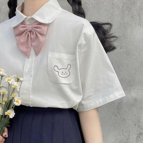 2021 harajuku goth y2k jk bunny embroidery sailor anime woman tshirts vintage moon white solid short sleeve oversized tops gril