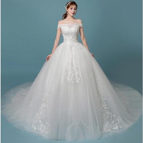 2021 Lace Wedding Dresses Appliques Ball Gown Cheap Off The Shoulder Bridal Dress Plus Size Vestido De Novia