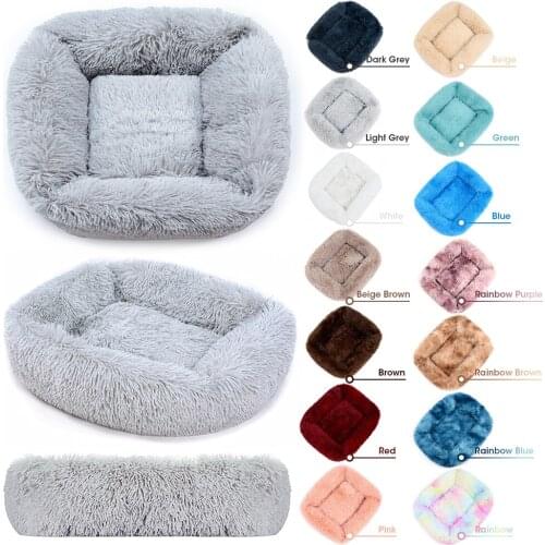 Winter Warm Cat Bed House Cats Dog Mat Square Sleeping Dogs Puppy Nest Soft Long Plush Pet Cushion Portable For Pets Cats Basket