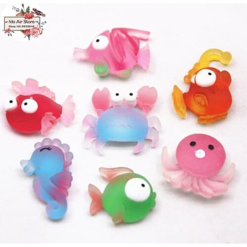 10pcs mix design Fish/Crab resin Flat back Cabochon DIY Jewelry Craft Decoration Hair Decora