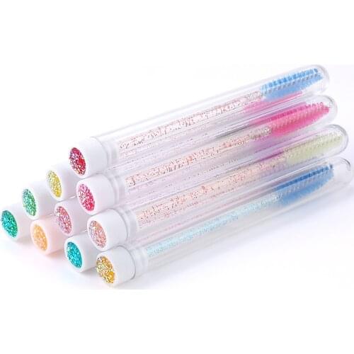 10Pcs/LotNEW Eyelash Extender Disposable Eyebrow Brush Separate Tube Design Charming Diamond Bottom Mascara Stick Applicator