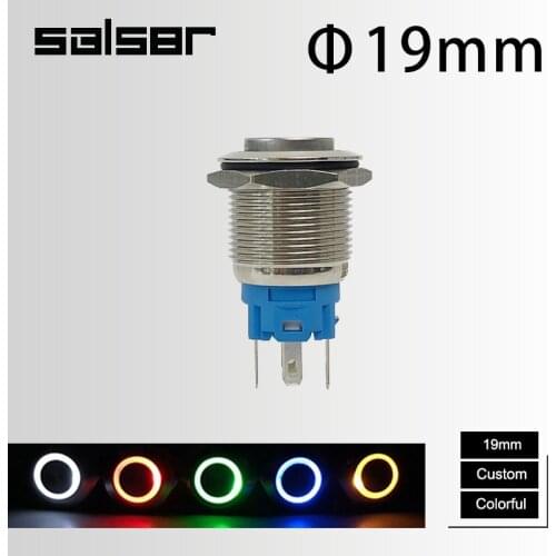 19mm Metal Push Button Switch Lamp Connector Latching Lock / Reset Momentary Power Supply Start-up Waterproof Connection DIY