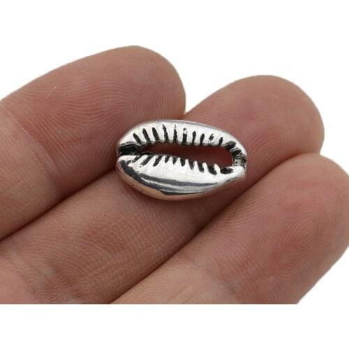 20pcs Antique Silver Plated Shell Charm Pendants for Jewelry Making Bracelet DIY Accessories 19x12mm