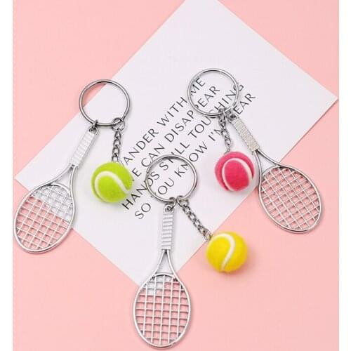 2021 Creative Tennis Ball Imitated Sports Game Cute Keychain For Women Key Chains Ring Car Bag Pendent Accessories D419