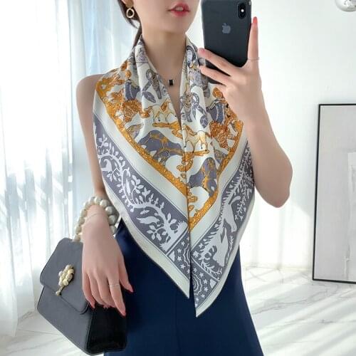 2021 spring new female scarf high quality shawl silk fashion scarf head scarf beach sun protection Baotou scarf 90cm * 90c