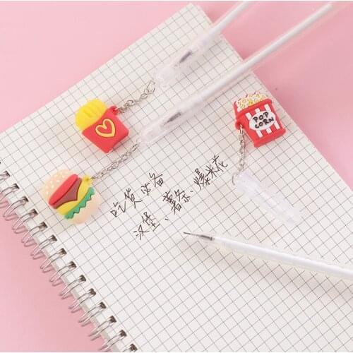 24 PCs Korean Creative Burger Pendant Gel Pens Set Cute Pens Student Exam Writing Signature Pen Kawaii School Stationery