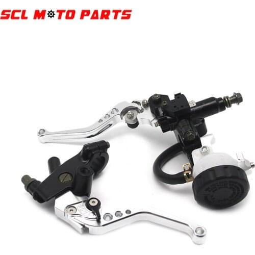 ALconstar-Racing Motorcycle Silver Brake Clutch Levers With Pump Master Cylinder Reservoir Set CNC 7/8" 22mm For Kawasaki Yamaha
