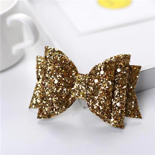3.5'' Glitter Gold Women Baby Girl Glitter Hair Bow Kids Hairpins Hair Clip For Children Hair Accessories Toddler Headwear