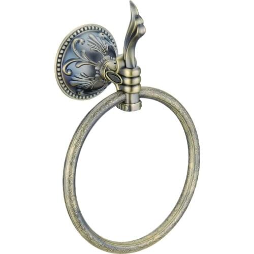 Free shipping Antique brass finish Flowers towel ring New