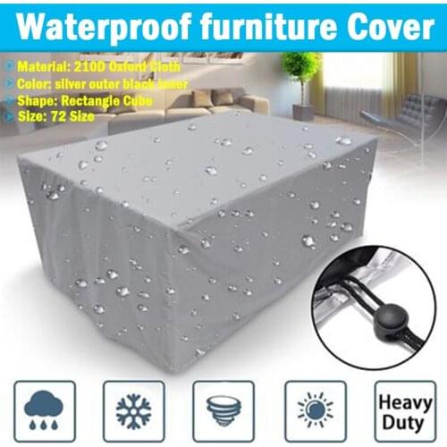 72Sizes Silver Waterproof Furniture Covers Outdoor Patio Garden Rain Snow Chair Covers Anti-UV Oxford Fabric Dust Proof Cover