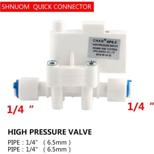 RO Water Purifier Parts High Pressure Valve Switch 1/4 "OD Hose Quick Connection Reverse Osmosis System CNKB-HPS-2 Accessories